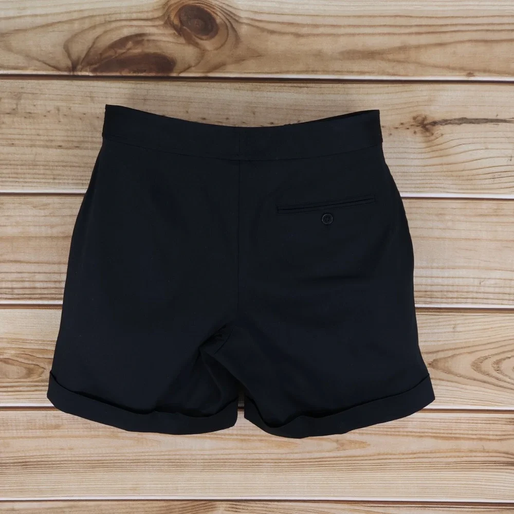 Lauren‎ Ralph Lauren Shorts Womens 8 Black Cotton Chinos Pockets Cuffed Mid Rise
